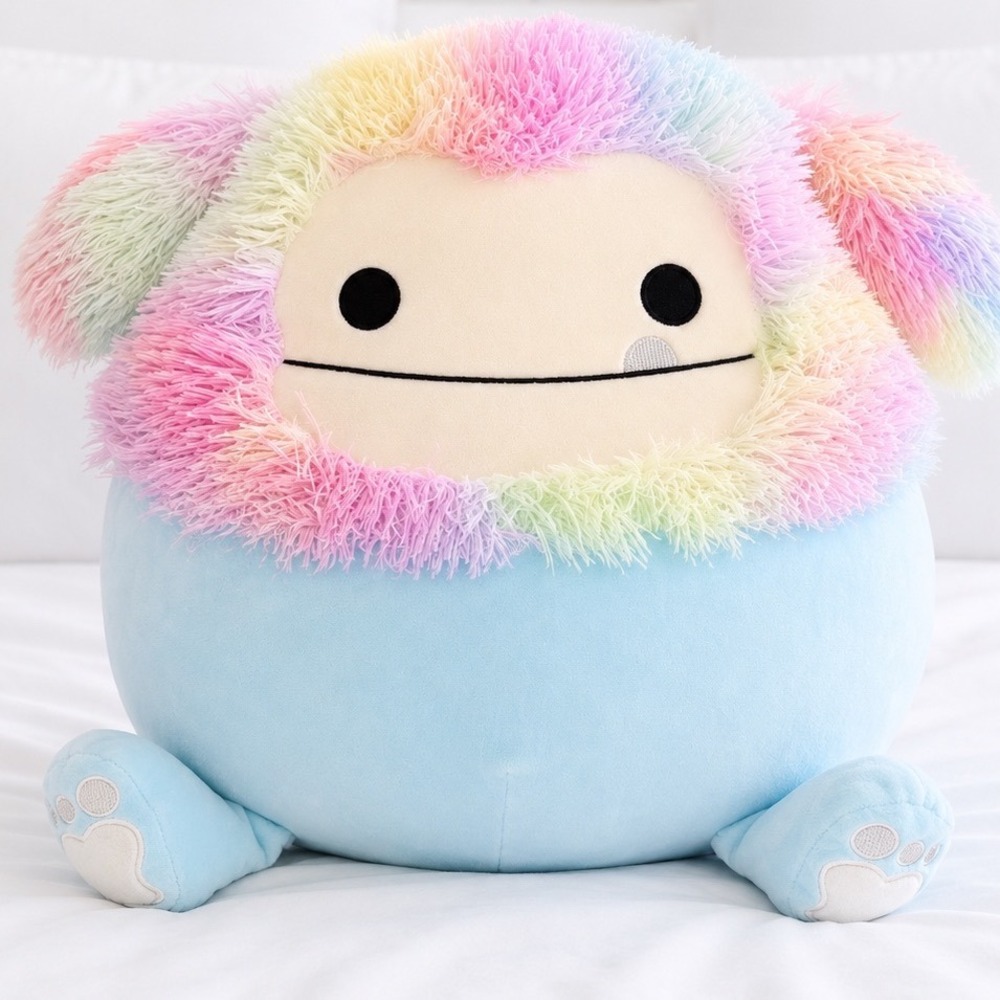 Squishmallows Zozo the Bigfoot 16 Inch Blue Rainbow Fuzzy Plush Kellytoy Toy